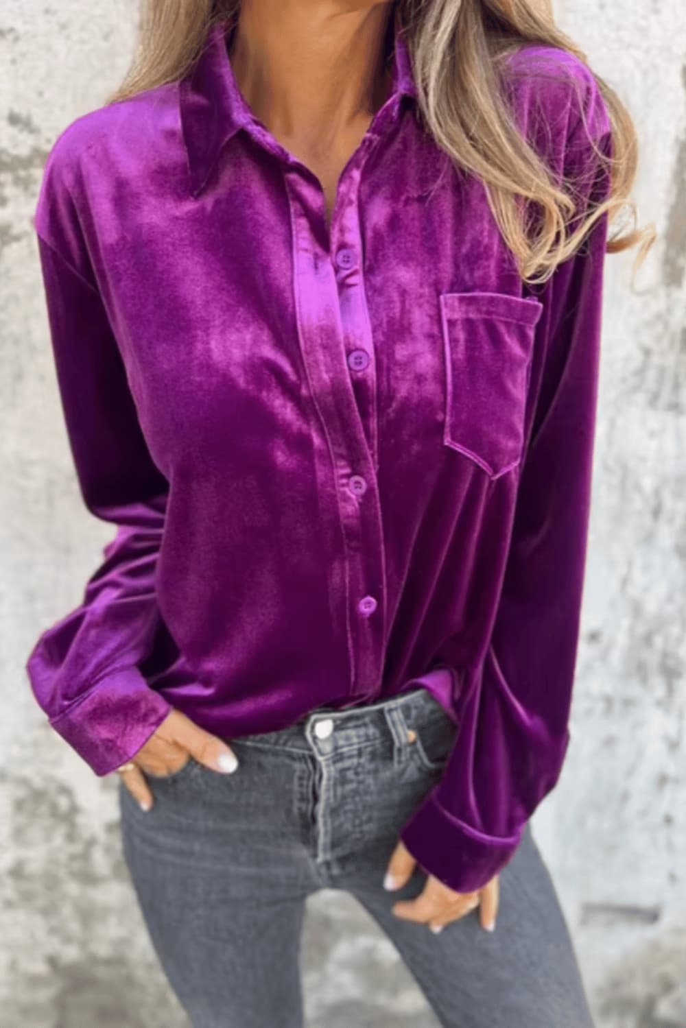 Legendry.© | Velvet Button-Up Blouse